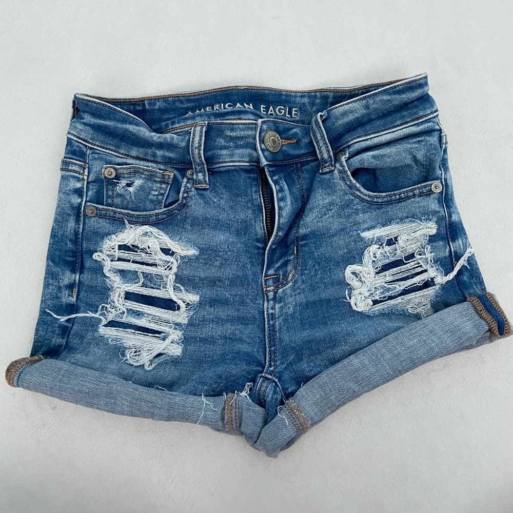 American Eagle Ne(x)t Level High V-Rise Denim Short Short
